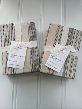 Pottery Barn Hawthorn Striped EURO Shams - Charcoal Gray Set Of 2 NEW. 3106
